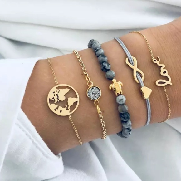 FIGI ✨ 5 bracelets set gold marble bead - Picture 2 of 3